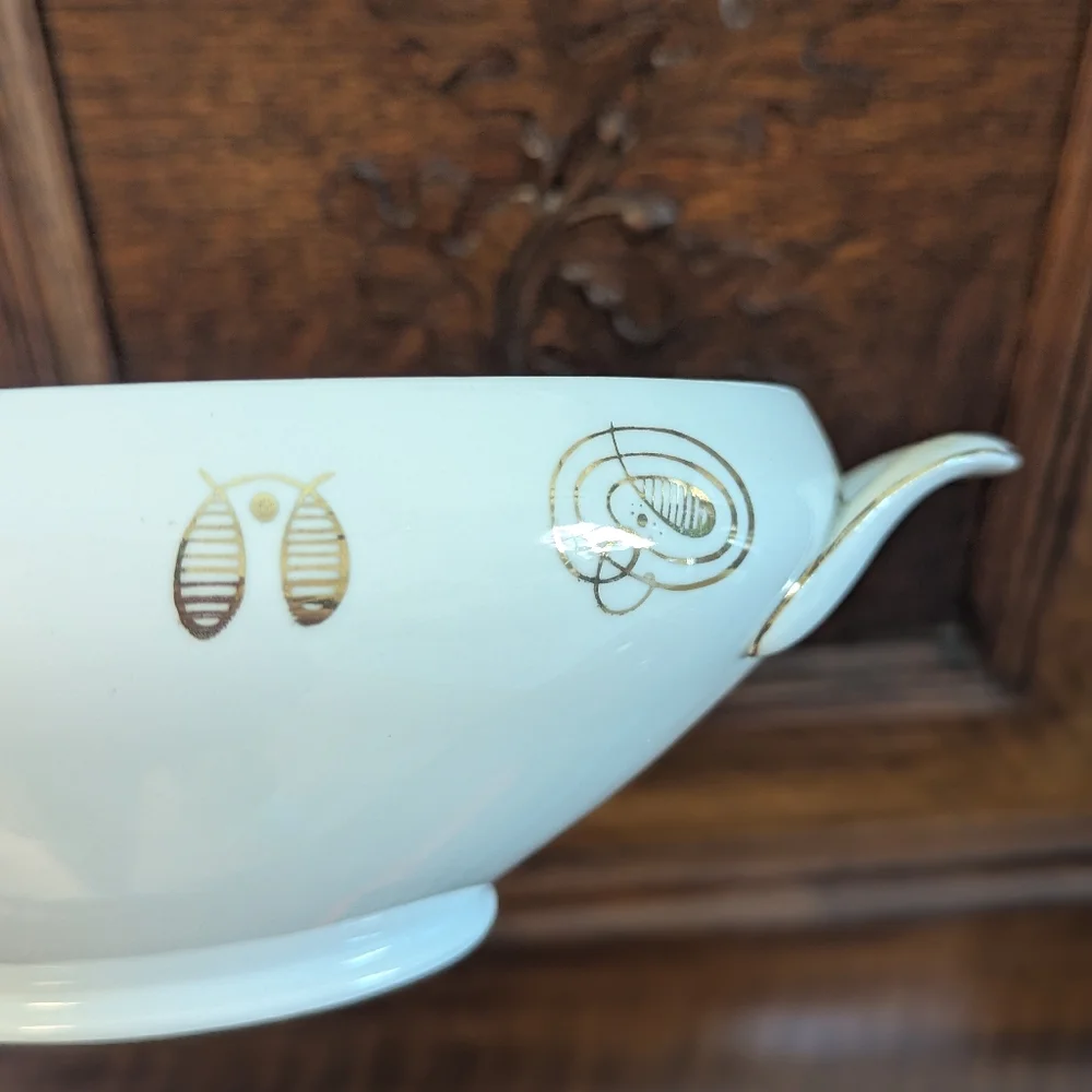 Schirnding Bavaria German Porcelain Tureen - Atomic Gold Geometric Vintage